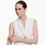 Matrix hoop earrings Round cut, White, Rhodium plated